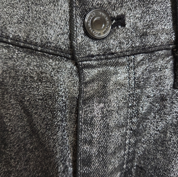 White House Black Market Gunmetal Foil Skinny Shimmer Jeans Size 0 - Picture 7 of 8